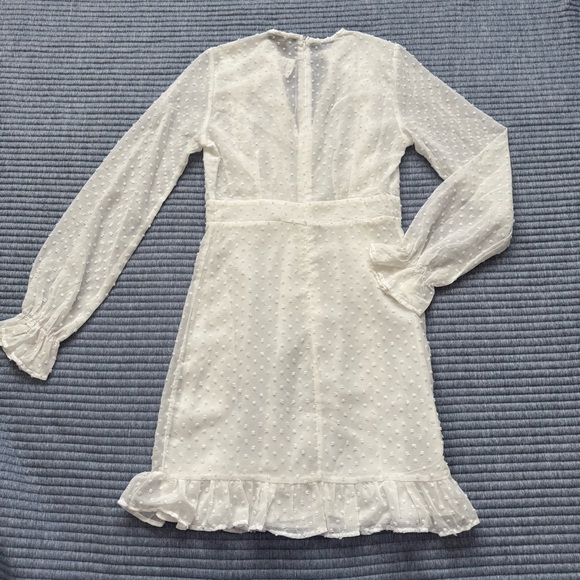 NWT SBerto White Swiss Dot Floral Lace Lined Sheer Long Sleeves Dress Size XS - Picture 13 of 15